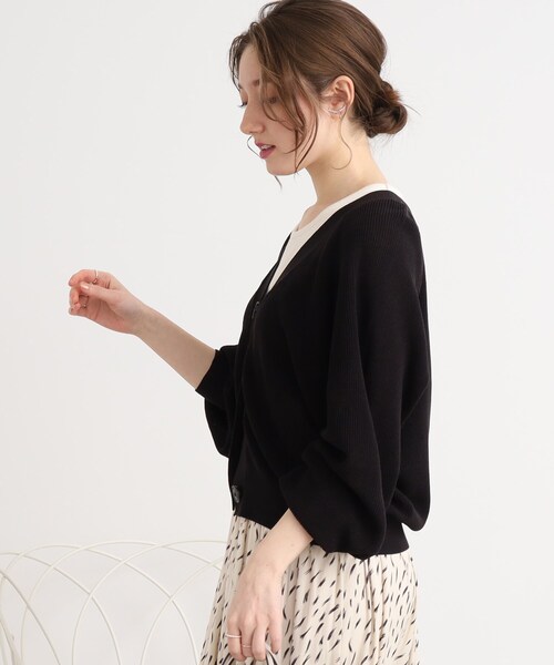 DRESKIP（ドレスキップ）の「◆片畦編ドルマンVネックニットカーディガン（カーディガン/ボレロ・レディース・黄緑系/ナチュラル/ブラック・02/03）」の18枚目の写真