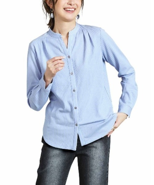 IEDIT（イディット）の「ＩＥＤＩＴ　抗菌防臭がうれしい　きちんとシャツ見えして伸びやかな美ノビシャツブラウス（シャツ/ブラウス・レディース・ブルー/ネイビー/ピンク系その他・MEDIUM/X-LARGE/LARGE/XX-LARGE/SMALL/XXX-LARGE）」の8枚目の写真