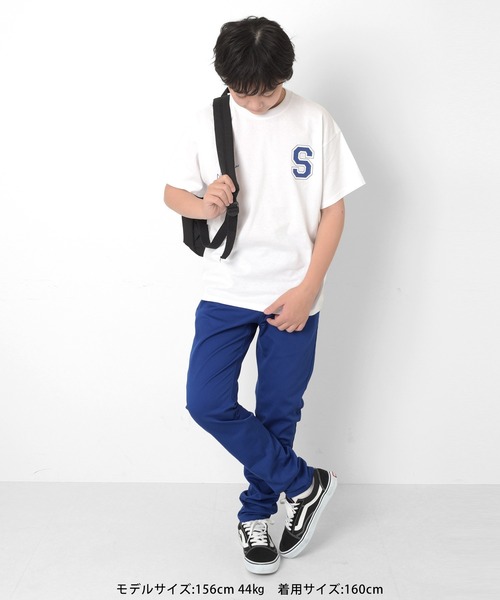 GLAZOS（グラソス）の「【大人向けサイズあり】【ラクパン】TCカラーツイル・スリムパンツ（その他パンツ・キッズ・ブラック/ブルー/ベージュ/グレー/カーキ・170cm/130cm/160cm/150cm/140cm）」の9枚目の写真