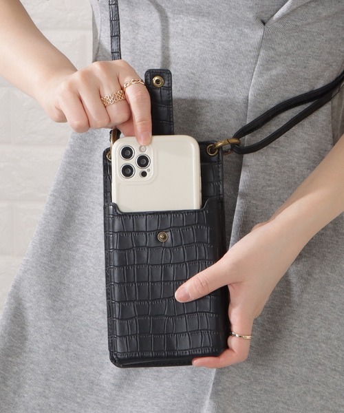 今季一番 セール】クロコダイルレザー調2WAYスマホショルダーバッグ バッグ