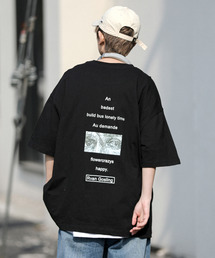 【neos -addictive design-】ビッグシルエット バックフォト ロゴ プリント クルーネック Tシャツ