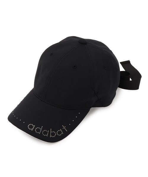 adabat（アダバット）の「◆【日本製】ラインストーンロゴ リボン付きキャップ（キャップ・レディース・ブラック/ホワイト・00）」の2枚目の写真