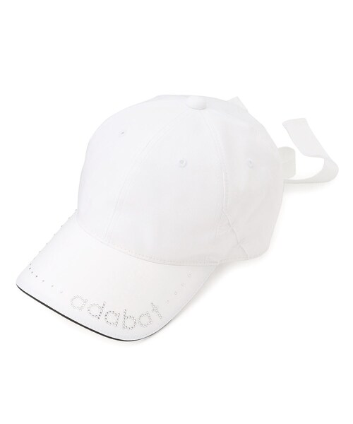 adabat（アダバット）の「◆【日本製】ラインストーンロゴ リボン付きキャップ（キャップ・レディース・ブラック/ホワイト・00）」の3枚目の写真