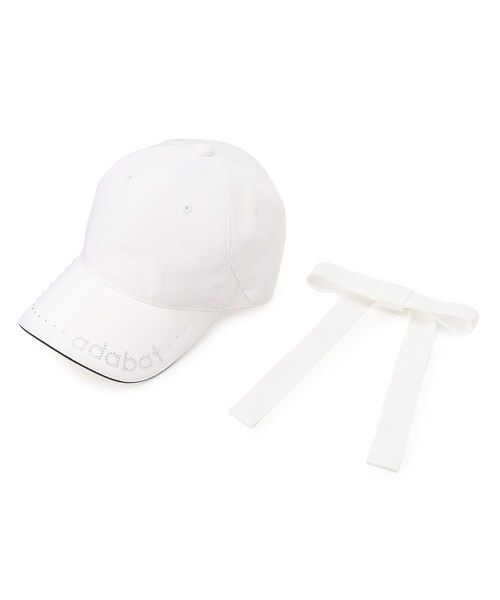 adabat（アダバット）の「◆【日本製】ラインストーンロゴ リボン付きキャップ（キャップ・レディース・ブラック/ホワイト・00）」の14枚目の写真