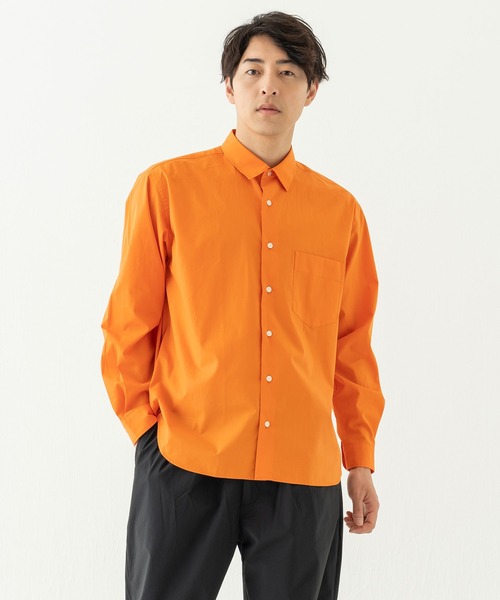 BRICK & SONS（ブリックアンドサンズ）の「リラックスバックプリーツシャツ＜パンプキン＞（シャツ/ブラウス・メンズ・オレンジ・XS/S/M/L）」の5枚目の写真