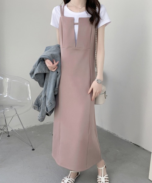 ABITOKYO(アビトーキョー)の「スキッパーネックスリットキャミワンピース(ワンピース・レディース・カーキ/ブラック/ピンク/ライトグリーン/ベージュ/ブルー/ブラウン/グリーン・S/M)」の15枚目の写真