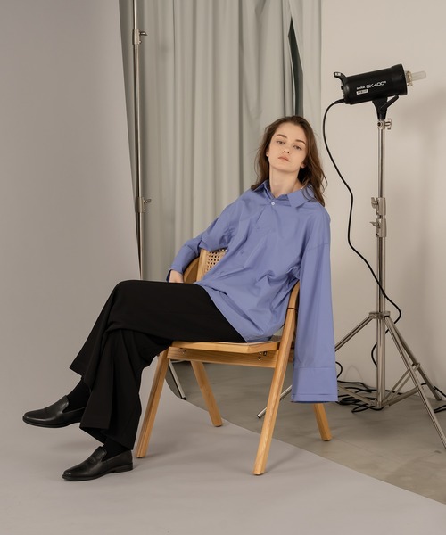 SELLE GLANT(セレグランテ)の「DOUBLE CUFFS FLARE SHIRT/ダブルカフスフレアシャツ(シャツ/ブラウス・メンズ・ブルー/カーキ・MEDIUM/LARGE)」の10枚目の写真