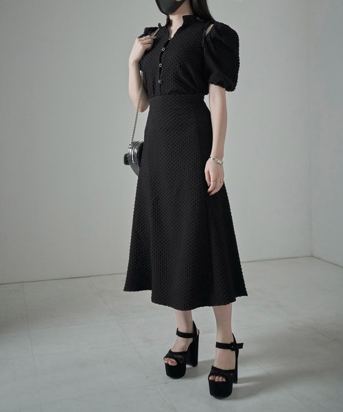 ANDGEEBEE（アンジービー）の「ジャガードフレアスカート（スカート・レディース・ホワイト/ブラック・MEDIUM）」の2枚目の写真