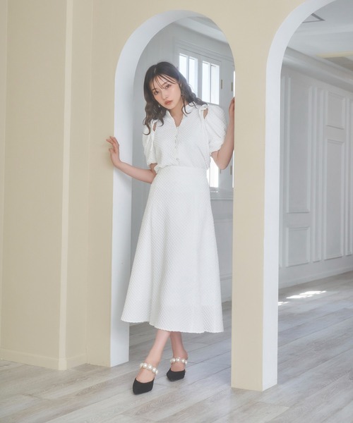 ANDGEEBEE（アンジービー）の「ジャガードフレアスカート（スカート・レディース・ホワイト/ブラック・MEDIUM）」の7枚目の写真