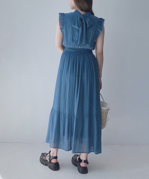 AS KNOW AS plus（アズノゥアズプラス）の「〇前後2WAYノースリーブティアードワンピース（ワンピース・レディース・アイボリー系/ブラック系/ブルー/ブラック/グレイッシュベージュ/イエロー系/ピンク系/ブラック系その他/オフホワイト・FREE）」の7枚目の写真