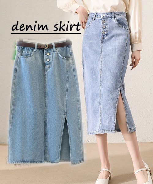 Coo+i（クーイ）の「ベルト付きデニムスカート（スカート・レディース・ブルー・M）」の10枚目の写真