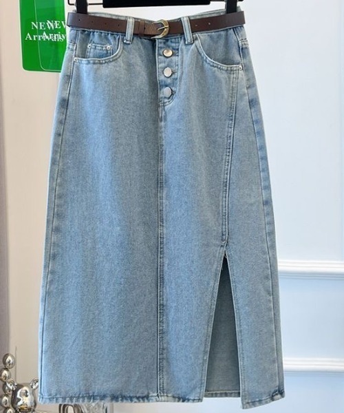 Coo+i（クーイ）の「ベルト付きデニムスカート（スカート・レディース・ブルー・M）」の12枚目の写真