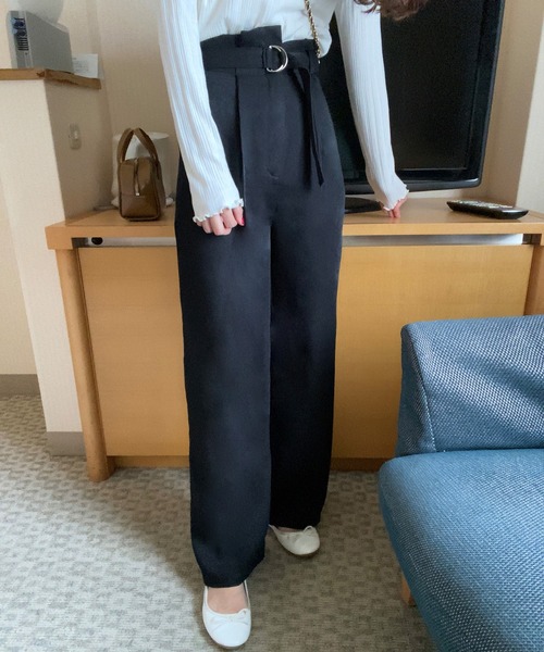 LAUIR(ラウアー)の「ウエストベルトデザインパンツ(その他パンツ・レディース・アイボリー/モカ/ブラック・LARGE/MEDIUM)」の6枚目の写真