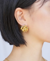 金属アレルギー対応 カメリアデザインピアス S1008【IAMUSE】