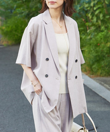 abahouse mavie | リネンライク半袖ジャケット(テーラードジャケット)