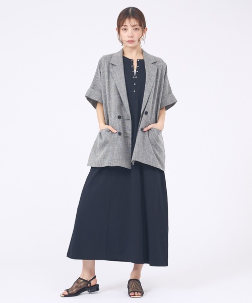 abahouse mavie(アバハウスマヴィ)の「【追加生産決定】ハーフスリーブジャケット(テーラードジャケット・レディース・ブラック/グレイッシュベージュ/ダークオレンジ/ブラック系その他/アイボリー/ブラック系その他2・フリー)」の7枚目の写真