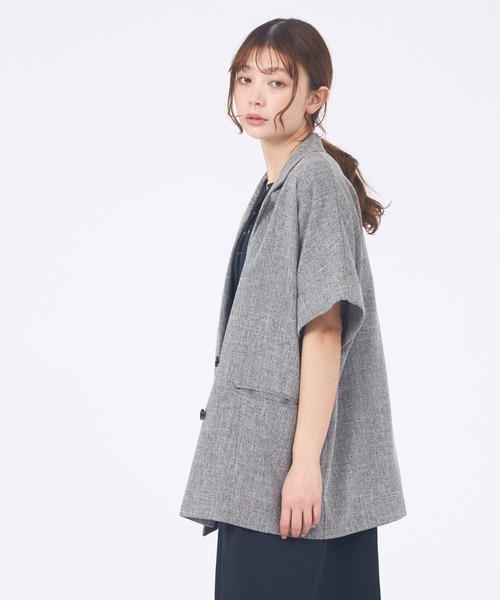 abahouse mavie(アバハウスマヴィ)の「【追加生産決定】ハーフスリーブジャケット(テーラードジャケット・レディース・ブラック/グレイッシュベージュ/ダークオレンジ/ブラック系その他/アイボリー/ブラック系その他2・フリー)」の9枚目の写真