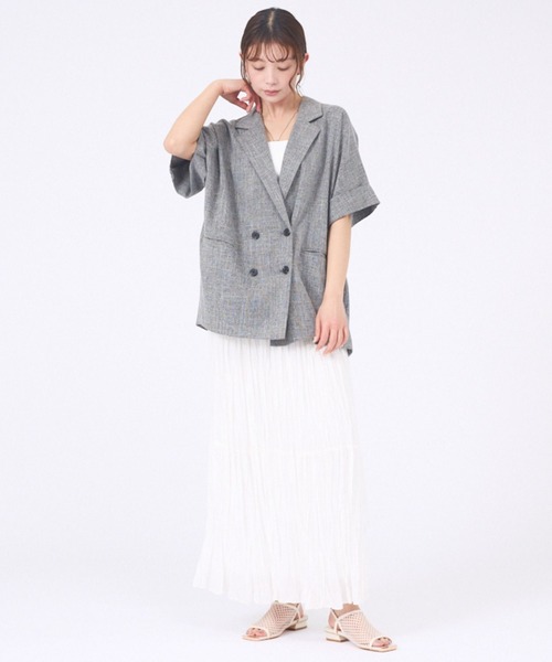 abahouse mavie(アバハウスマヴィ)の「【追加生産決定】ハーフスリーブジャケット(テーラードジャケット・レディース・ブラック/グレイッシュベージュ/ダークオレンジ/ブラック系その他/アイボリー/ブラック系その他2・フリー)」の10枚目の写真