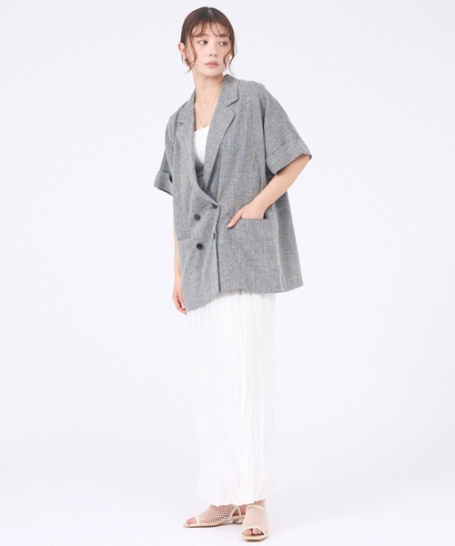 abahouse mavie(アバハウスマヴィ)の「【追加生産決定】ハーフスリーブジャケット(テーラードジャケット・レディース・ブラック/グレイッシュベージュ/ダークオレンジ/ブラック系その他/アイボリー/ブラック系その他2・フリー)」の11枚目の写真