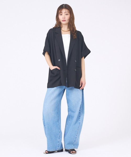 abahouse mavie(アバハウスマヴィ)の「【追加生産決定】ハーフスリーブジャケット(テーラードジャケット・レディース・ブラック/グレイッシュベージュ/ダークオレンジ/ブラック系その他/アイボリー/ブラック系その他2・フリー)」の13枚目の写真