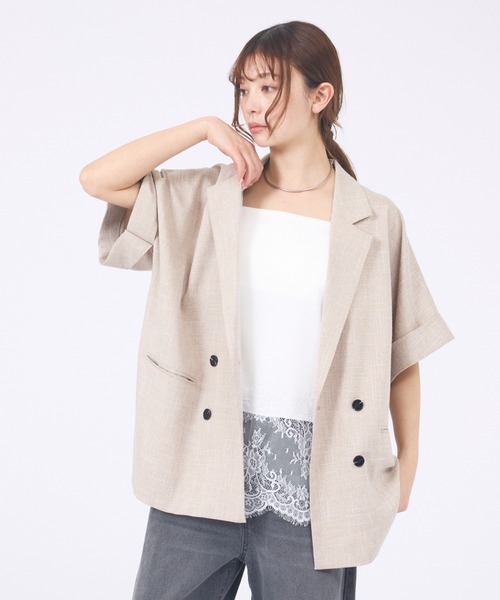 abahouse mavie(アバハウスマヴィ)の「【追加生産決定】ハーフスリーブジャケット(テーラードジャケット・レディース・ブラック/グレイッシュベージュ/ダークオレンジ/ブラック系その他/アイボリー/ブラック系その他2・フリー)」の18枚目の写真