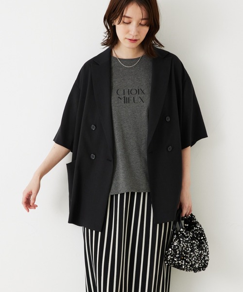 abahouse mavie（アバハウスマヴィ）の「【セットアップ対応】リネンライク半袖ジャケット（テーラードジャケット・レディース・ブラック/グレイッシュベージュ/ダークオレンジ/ブラック系その他/アイボリー/ブラック系その他2・フリー）」の19枚目の写真