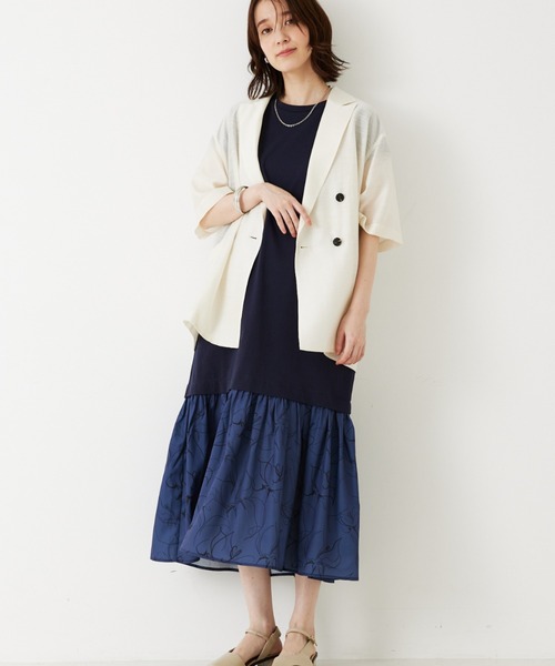 セール】【セットアップ対応】リネンライク半袖ジャケット（テーラード