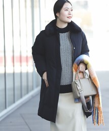 BEAMS HEART WOMEN 襟ファー付き ステッチレス ダウンコート BEAMS HEART（ビームス ハート）襟ファー付き ステッチレス