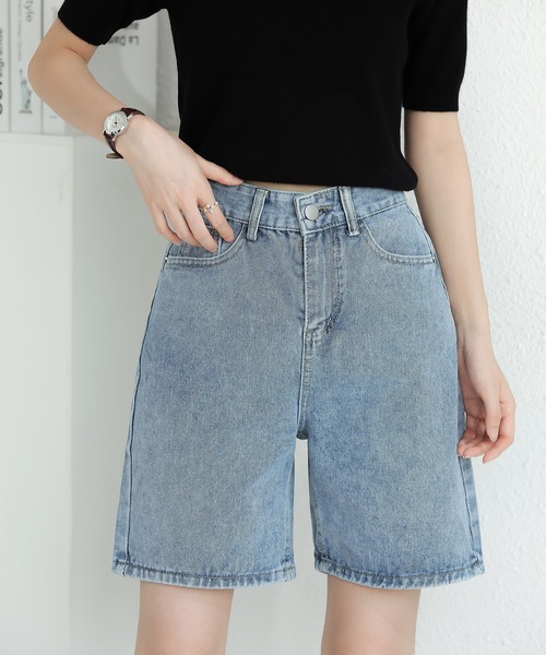 MAISON DE THERESE(メゾン ド テレーズ)の「ハイウエストデニム5分パンツ(デニムパンツ・レディース・ダークグレー/ブルー/ブラック・S/M/L)」の3枚目の写真