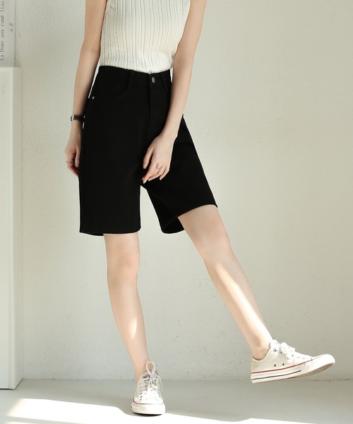 MAISON DE THERESE(メゾン ド テレーズ)の「ハイウエストデニム5分パンツ(デニムパンツ・レディース・ダークグレー/ブルー/ブラック・S/M/L)」の7枚目の写真