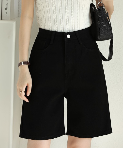 MAISON DE THERESE(メゾン ド テレーズ)の「ハイウエストデニム5分パンツ(デニムパンツ・レディース・ダークグレー/ブルー/ブラック・S/M/L)」の9枚目の写真