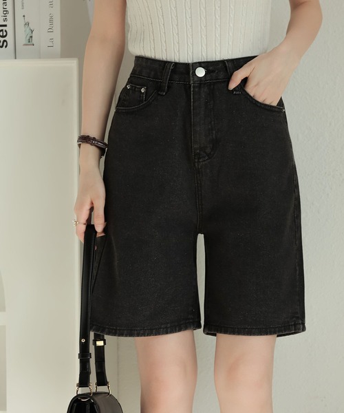 MAISON DE THERESE(メゾン ド テレーズ)の「ハイウエストデニム5分パンツ(デニムパンツ・レディース・ダークグレー/ブルー/ブラック・S/M/L)」の6枚目の写真