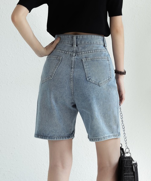 MAISON DE THERESE(メゾン ド テレーズ)の「ハイウエストデニム5分パンツ(デニムパンツ・レディース・ダークグレー/ブルー/ブラック・S/M/L)」の14枚目の写真