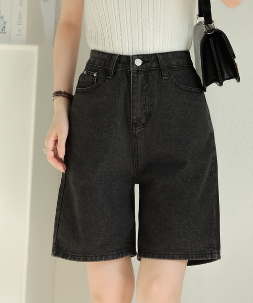 MAISON DE THERESE(メゾン ド テレーズ)の「ハイウエストデニム5分パンツ(デニムパンツ・レディース・ダークグレー/ブルー/ブラック・S/M/L)」の5枚目の写真