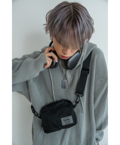 Rename（リネーム）の「Rename メッシュポケット 軽量 ナイロン ミニ ショルダーバッグ（ショルダーバッグ・メンズ・ブラック/グレー・FREE）」の18枚目の写真