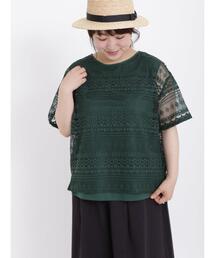 Samansa Mos2 | ボーダーレースレイヤードTブラウス(シャツ/ブラウス)