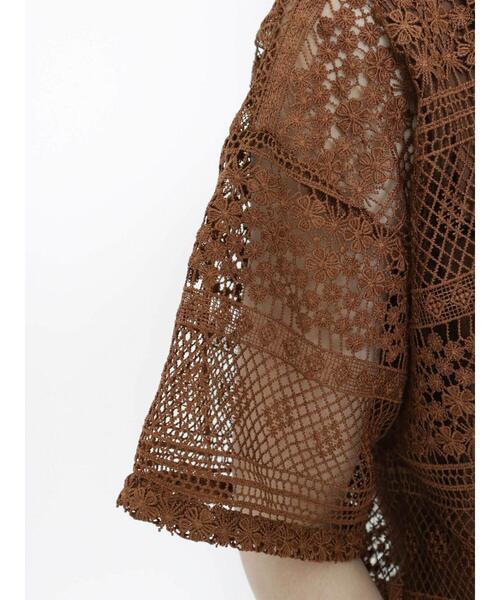 Samansa Mos2（サマンサ モスモス）の「ボーダーレースレイヤードTブラウス（シャツ/ブラウス・レディース・グリーン/キナリ/オフホワイト/ブラウン/ブラック・F）」の12枚目の写真