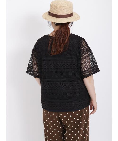 Samansa Mos2（サマンサ モスモス）の「ボーダーレースレイヤードTブラウス（シャツ/ブラウス・レディース・グリーン/キナリ/オフホワイト/ブラウン/ブラック・F）」の18枚目の写真