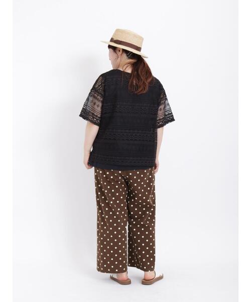 tシャツ ボーダーレース ブラウス レディース Samansa Mos2（サマンサ モスモス）の「ボーダーレース