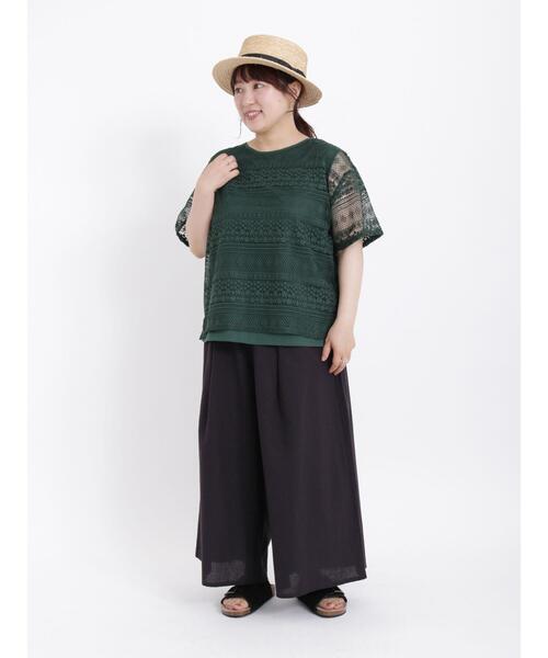 tシャツ ボーダーレース ブラウス レディース Samansa Mos2（サマンサ モスモス）の「ボーダーレース