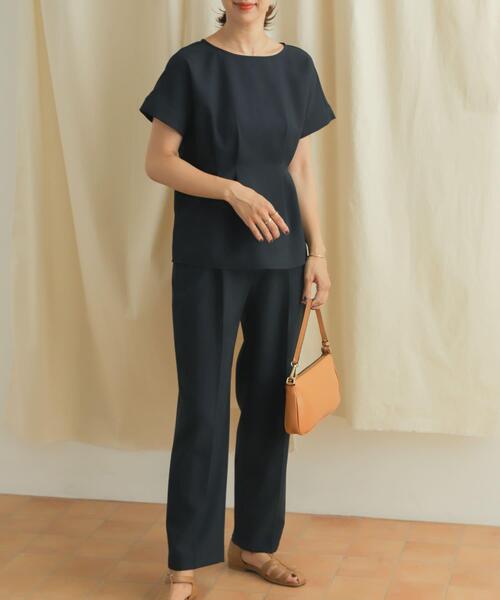 URBAN RESEARCH DOORS（アーバンリサーチドアーズ）の「『セットアップ対応』麻調合繊ストレートトラウザー（その他パンツ・レディース・イエロー系その他/ネイビー・MEDIUM/SMALL）」の11枚目の写真