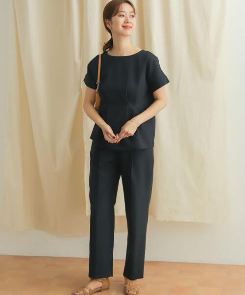 URBAN RESEARCH DOORS（アーバンリサーチドアーズ）の「『セットアップ対応』麻調合繊ストレートトラウザー（その他パンツ・レディース・イエロー系その他/ネイビー・MEDIUM/SMALL）」の10枚目の写真