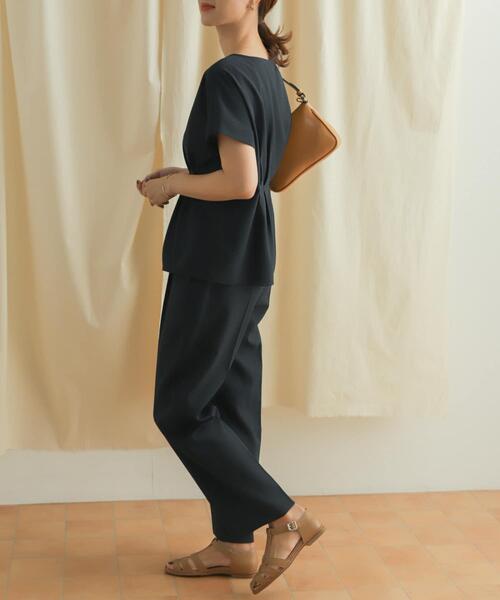 URBAN RESEARCH DOORS（アーバンリサーチドアーズ）の「『セットアップ対応』麻調合繊ストレートトラウザー（その他パンツ・レディース・イエロー系その他/ネイビー・MEDIUM/SMALL）」の9枚目の写真