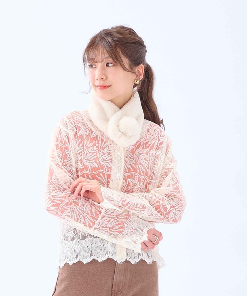 estaa（エスタ）の「フェイクファーマフラー　ミニうさしっぽ（マフラー・レディース・ベージュ/オフホワイト/グレー/モカ・FREE）」の17枚目の写真
