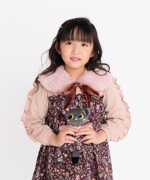 nino（ニノ）の「ティペット ファー（付け襟・キッズ・スモーク/ホワイト・M）」の2枚目の写真