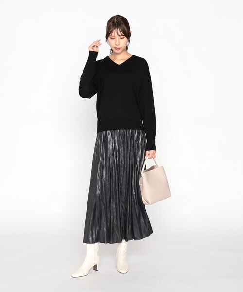 A MACHINE ネイビー Vネック ニット 捲縮ニットVネックセーター (141D04AY-71) | DUNLOP | 紳士服