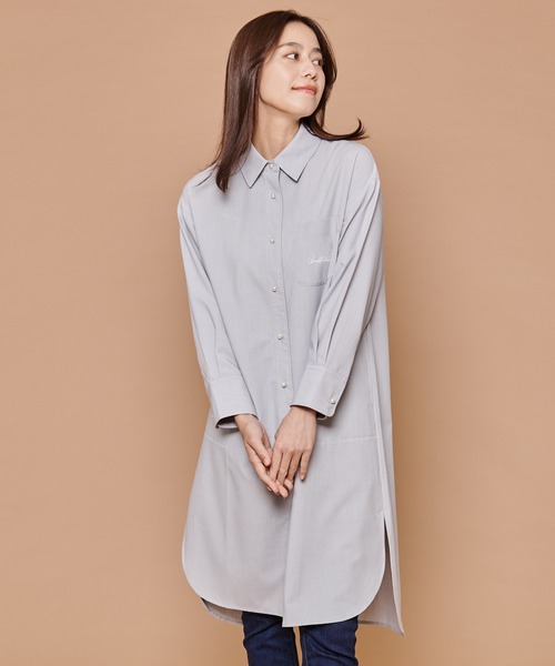 Arnold Palmer（アーノルドパーマー）の「パールボタン シャツ ワンピース（ワンピース・レディース・スカイブルー/ライトグレー/ホワイト・L/S/M）」の2枚目の写真