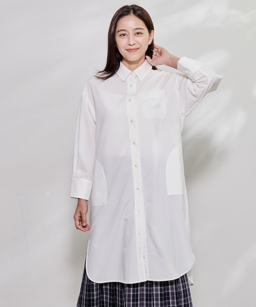 Arnold Palmer（アーノルドパーマー）の「パールボタン シャツ ワンピース（ワンピース・レディース・スカイブルー/ライトグレー/ホワイト・L/S/M）」の11枚目の写真