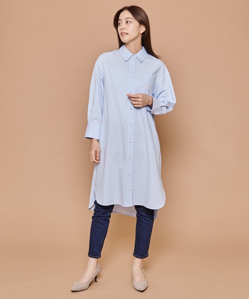 Arnold Palmer（アーノルドパーマー）の「パールボタン シャツ ワンピース（ワンピース・レディース・スカイブルー/ライトグレー/ホワイト・L/S/M）」の18枚目の写真