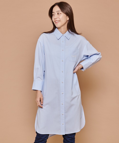 Arnold Palmer（アーノルドパーマー）の「パールボタン シャツ ワンピース（ワンピース・レディース・スカイブルー/ライトグレー/ホワイト・L/S/M）」の17枚目の写真